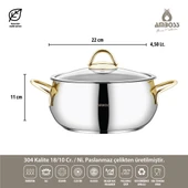 14 Parça Hot Prime İndüksiyon Uyumlu Paslanmaz Çelik Tencere Seti & Çelik Saklama Kabı thumbnail 4