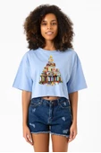 Book Lovers Christmas Bebe Mavi Kadın Crop Tshirt - 1