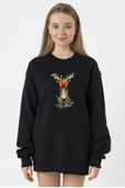 Adorable Reindeer Christmas Siyah Kadın 2ip Sweatshirt thumbnail 1