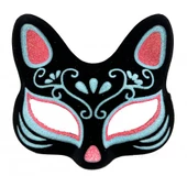Siyah Süet Mavi Kırmızı Simli Kedi Maskesi - 1