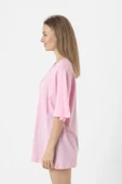Lisa Rockstar Pembe Kadın Oversize Tshirt - 5