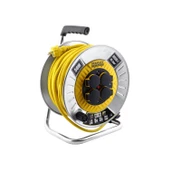 Metal Makaralı 50 Metre Seyyar %100 Bakır Kablo 4 Prizli Kapaklı Uzatma Kablosu 3x1.5 mm H05VV-F thumbnail 4