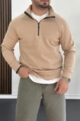 Erkek Yarım Fermuarlı Sweatshirt Kahverengi Edw212 - 1