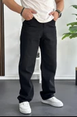 Erkek Baggy Kalıp Premium Düz Jean Pantolon Siyah Edw182 - 2