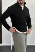 Erkek Yarım Fermuarlı Sweatshirt Siyah Edw212 - 2