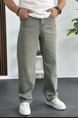 Erkek Baggy Kalıp Premium Düz Jean Pantolon Yeşil Edw182 - 3
