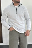 Erkek Yarım Fermuarlı Sweatshirt Buz Mavi Edw212 - 1