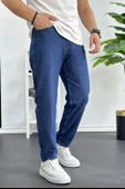 Erkek Boyfriend Premium Düz Jean Pantolon Lacivert Edw183 - 1