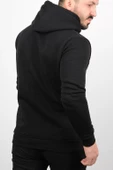 Üç Iplik Şardonlu Baskılı Kapüşonlu Sweatshirt Siyah Edw179 - 2