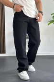 Erkek Baggy Kalıp Premium Düz Jean Pantolon Siyah Edw182 - 1