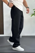 Erkek Baggy Kalıp Premium Düz Jean Pantolon Siyah Edw182 - 3