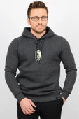 Üç Iplik Şardonlu Baskılı Kapüşonlu Sweatshirt Antrasit Edw179 - 1