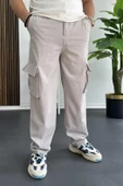 Erkek İnce Baggy Kalıp Kargo Pantolon Gri Edw173 - 3