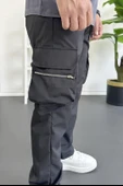 Erkek İnce Baggy Kalıp Kargo Pantolon Siyah Edw164 thumbnail 5