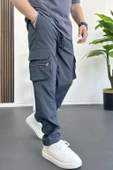 Erkek İnce Baggy Kalıp Kargo Pantolon Füme Edw164 - 1