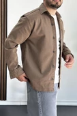 Erkek Büyük Cepli Gömlek Ceket Kahverengi Edw200 - 2