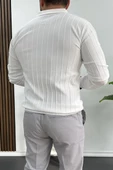 Erkek Polo Yaka Desenli Kazak Beyaz Edw211 - 4