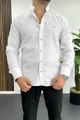 Erkek Hakim Yaka Pamuklu Uzun Kollu Gömlek Beyaz Edw175 - 2