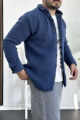 Erkek Slim Fit Peluş Hırka Mavi Edw203 - 2