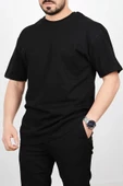 Erkek Pamuklu Normal Kalıp Basic T-shirt Siyah Edw178 - 1