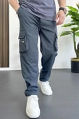 Erkek İnce Baggy Kalıp Kargo Pantolon Füme Edw164 - 3