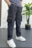 Erkek İnce Baggy Kalıp Kargo Pantolon Siyah Edw164 thumbnail 2