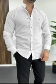 Erkek Hakim Yaka Pamuklu Uzun Kollu Gömlek Beyaz Edw175 - 1