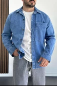 Erkek Büyük Cepli Gömlek Ceket Mavi Edw200 - 1