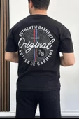 Erkek Oversize %100 Pamuk Sırt Baskılı T-shirt Siyah Edw160 - 1