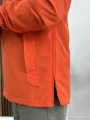 Erkek Slim Fit Krinkıl Kumaş Kanguru Cepli Yarım Fermuarlı Yağmurluk Mont Kırmızı Edw077 - 4