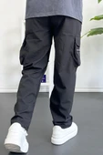 Erkek İnce Baggy Kalıp Kargo Pantolon Siyah Edw164 thumbnail 6