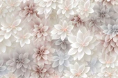 3 Boyutlu Beyaz Pembe Çiçek Çizim Temalı Duvar Kağıdı thumbnail 7