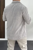 Erkek Kadife Kumaş Gömlek Gri Edw214 - 3
