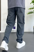 Erkek İnce Baggy Kalıp Kargo Pantolon Füme Edw164 - 5