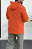 Erkek Slim Fit Krinkıl Kumaş Kanguru Cepli Yarım Fermuarlı Yağmurluk Mont Kırmızı Edw077 - 5