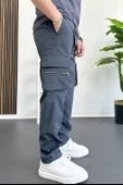 Erkek İnce Baggy Kalıp Kargo Pantolon Füme Edw164 - 4