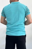 Erkek Slim Fit Desenli Polo Yaka Tişört Mavi Edw153 thumbnail 2