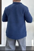 Erkek Slim Fit Peluş Hırka Mavi Edw203 - 3