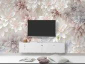 3 Boyutlu Beyaz Pembe Çiçek Çizim Temalı Duvar Kağıdı thumbnail 3