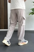 Erkek İnce Baggy Kalıp Kargo Pantolon Gri Edw173 - 4