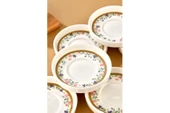 Cooker Lüks Porselen Desenli 6 Lı Çay Tabağı Bardak Altı - CKR4150 - Mat Çizgili - 1