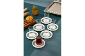Cooker Lüks Porselen Desenli 6 Lı Çay Tabağı Bardak Altı - CKR4150 - Mat Çizgili - 3