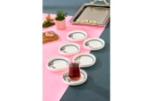 Cooker Lüks Porselen Desenli 6 Lı Çay Tabağı Bardak Altı - CKR4150 - Antique Rose - 4