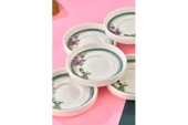 Cooker Lüks Porselen Desenli 6 Lı Çay Tabağı Bardak Altı - CKR4150 - Antique Rose - 1