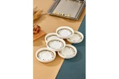 Cooker Lüks Porselen Desenli 6 Lı Çay Tabağı Bardak Altı - CKR4150 - Mat Çizgili - 4
