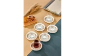 Cooker Lüks Porselen Desenli 6 Lı Çay Tabağı Bardak Altı - CKR4150 - Nostalji Çizgili - 5