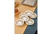 Cooker Lüks Porselen Desenli 6 Lı Çay Tabağı Bardak Altı - CKR4150 - Nostalji Çizgili - 1