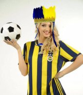 Parti Aksesuar Sarı Lacivert Fenerbahçe Taraftar Tüylü Saç Bandı - 1