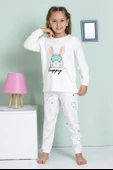 Kız Çocuk Tavşan Desenli Uzun Kollu Pijama Takımı - 11