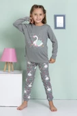 Kız Çocuk Kuğu Desenli Uzun Kollu Pijama Takımı thumbnail 5